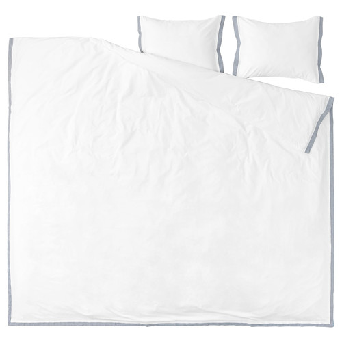 TÅTELSMYGARE Duvet cover and 2 pillowcases, white/blue, 200x200/50x60 cm