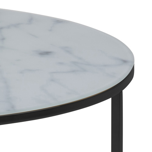 Coffee Table Alisma, round, white/black, glass