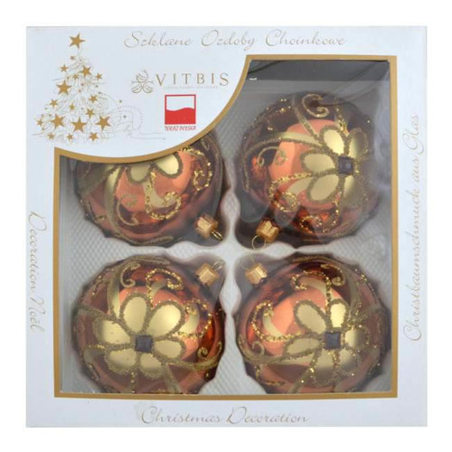 Christmas Baubles 10cm 4pcs, glass, 1 set, random colours