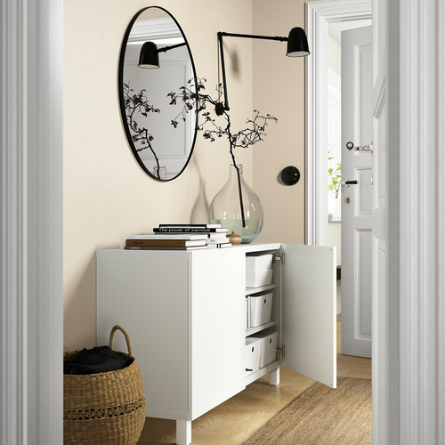 BESTÅ Storage combination with doors, white, Laxviken white, 120x40x74 cm