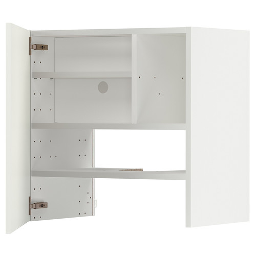 METOD Wall cb f extr hood w shlf/door, white/Havstorp beige, 60x60 cm