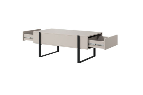Coffee Table with 2 Drawers Verica, cashmere/black legs