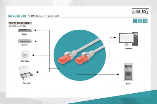 Digitus CAT 6 U-UTP Patch Cable 1m grey