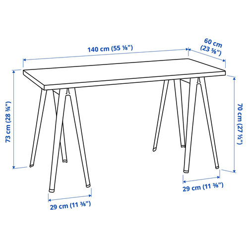 LAGKAPTEN / NÄRSPEL Desk, white anthracite/dark grey, 140x60 cm