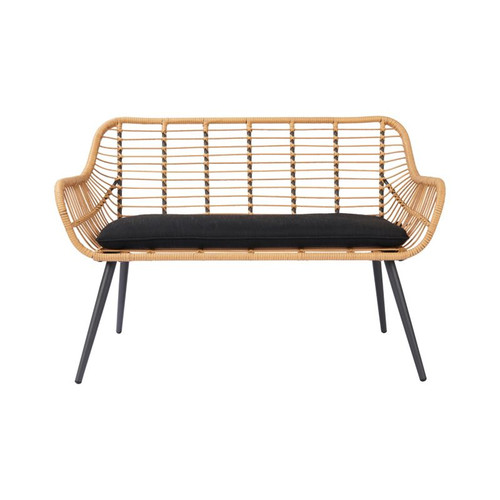 GoodHome Garden Rattan Bench Apolima, beige-black