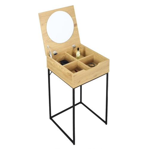 Nightstand Bedside Table Dressing Table with Mirror Leyla, oak