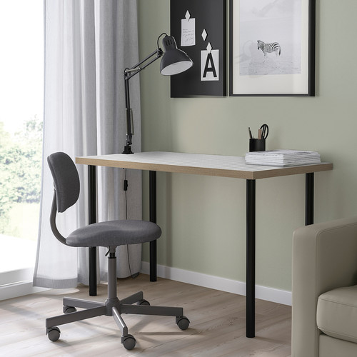 LAGKAPTEN / ADILS Desk, white anthracite/black, 140x60 cm