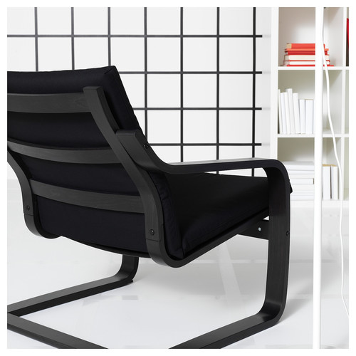 POÄNG Low-back armchair, black/Vissle black