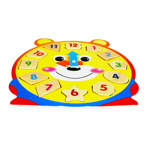 Wooden Educational Clock, random patterns, 1pc, 3+