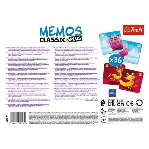 Trefl Memos Classic & Plus Charming Monsters Game 3+