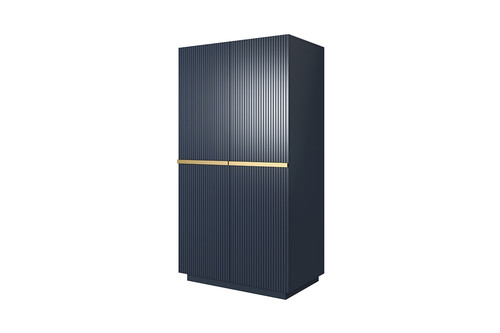 Wardrobe Nicole with Drawer Unit 100 cm, dark blue, gold handles