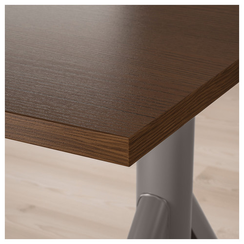 IDÅSEN Desk sit/stand, brown/dark grey, 160x80 cm