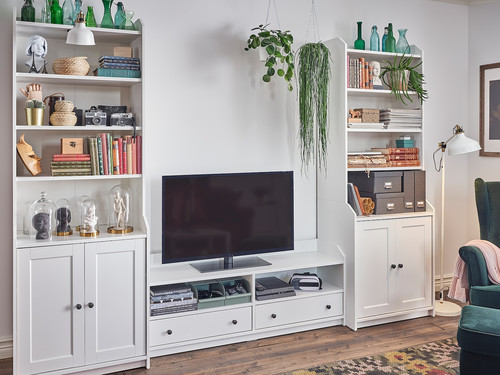 HAUGA TV/storage combination, white, 277x46x199 cm