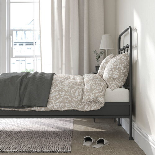 STJÄRNÖ Bed frame, anthracite/Leirsund, 90x200 cm