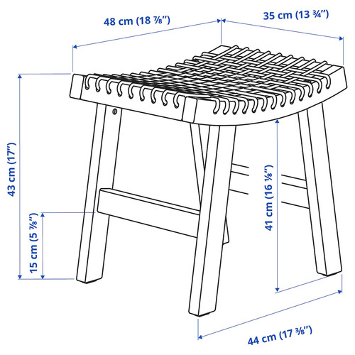 STACKHOLMEN Stool, outdoor, light brown stained, 48x35x43 cm