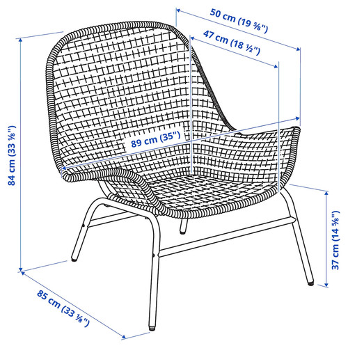 FRYKSÅS Armchair with cushion, rattan/Risane natural