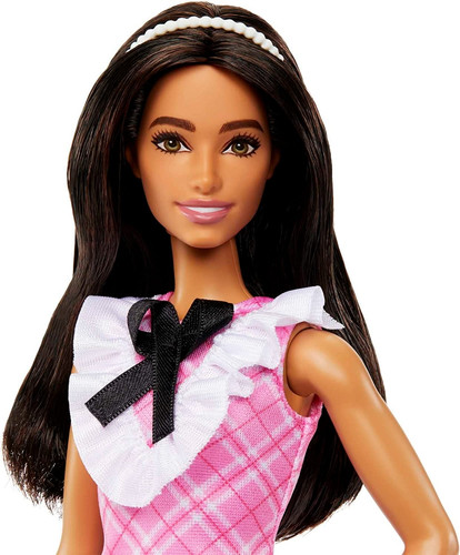 Barbie Fashionistas Doll #209 With Black Hair And A Plaid Dress HJT06 3+