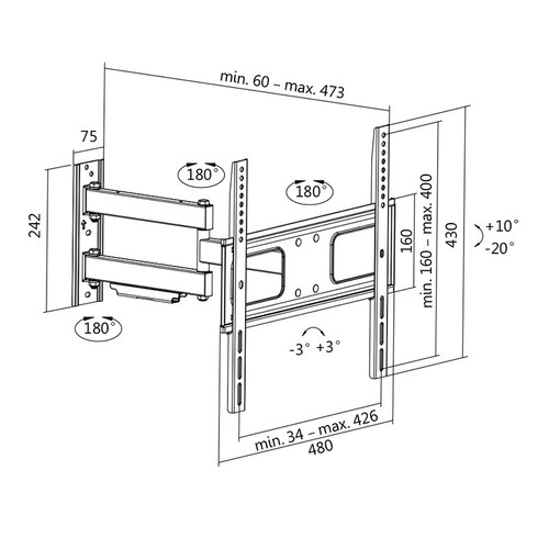 LogiLink TV Wall Mount VESA 32-55" max. 50kg