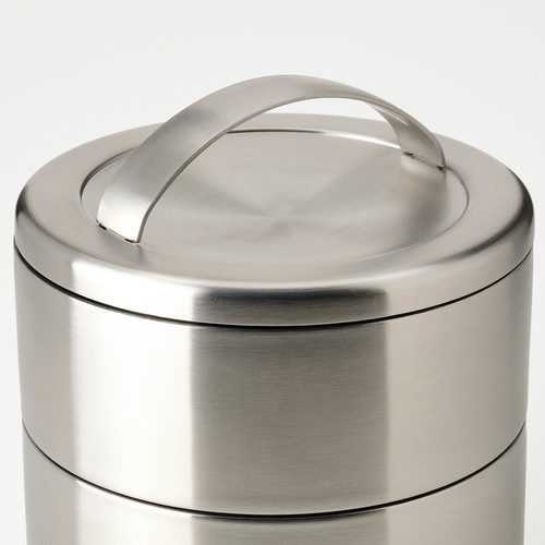 FÖRSKAFFA Insulated tiffin box, 2 tiers, stainless steel