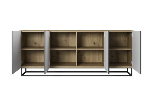 Four-Door Cabinet Asha 200 cm, metal legs, artisan/rivier stone mat