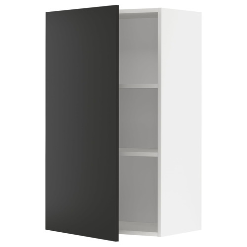 METOD Wall cabinet with shelves, white/Nickebo matt anthracite, 60x100 cm