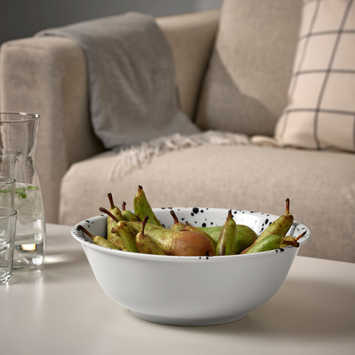 SILVERSIDA Serving bowl, patterned/blue, 28 cm