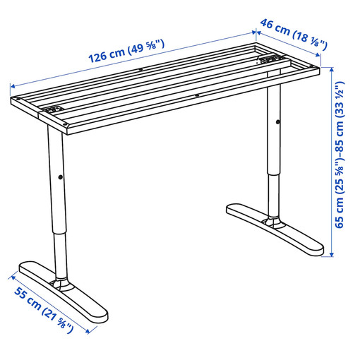 BEKANT Underframe for table top, white, 140x60 cm