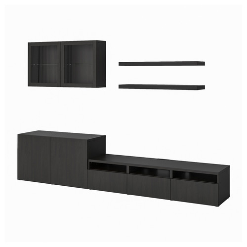 BESTÅ / LACK TV storage combination, black-brown, 300x42x195 cm