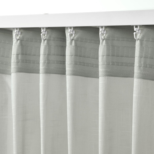 SILVERLÖNN Sheer curtains, 1 pair, light grey, 145x300 cm