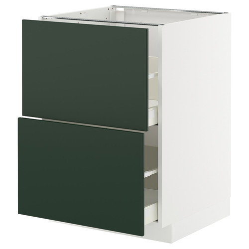 METOD / MAXIMERA Base cb 2 fronts/2 high drawers, white/Havstorp deep green, 60x60 cm