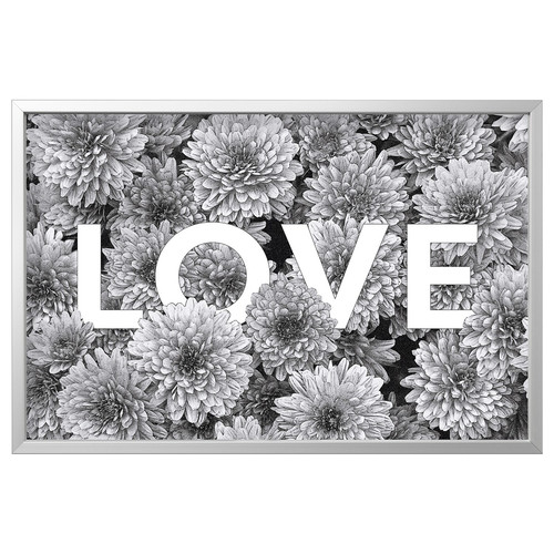 BJÖRKSTA Picture and frame, flower love/aluminum colour, 118x78 cm
