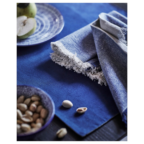 NISSÖGA Napkin, grey/dark blue, 35x35 cm, 4 pack