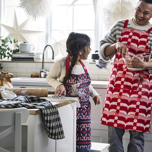 VINTERFINT Apron, red, 85x89 cm