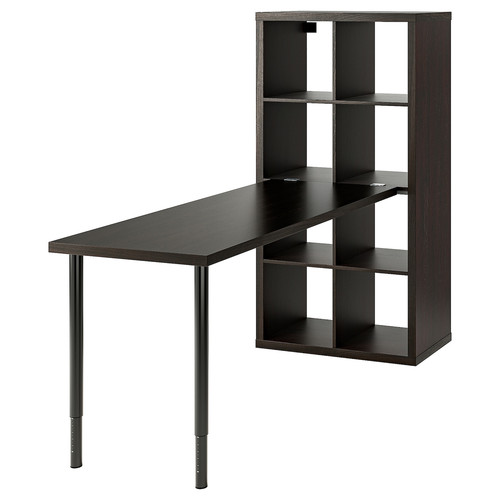 KALLAX / LAGKAPTEN Workstation, black/black-brown, 77x179x147 cm