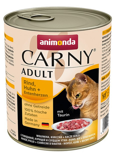 Animonda Carny Adult Cat Food Beef, Chicken & Duck Hearts 800g