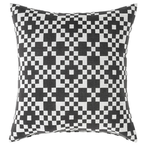 GINSTSÄCKMAL Cushion cover, black/white, 50x50 cm