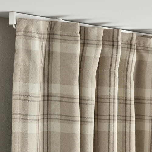 HÄGGVECKMAL Room darkening curtains, 1 pair, beige, 145x300 cm