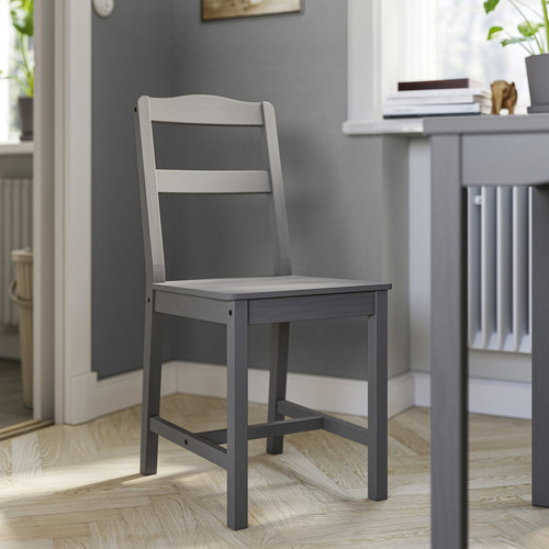 HAUGA / HAUGA Table and 2 chairs, grey/grey, 74x74 cm