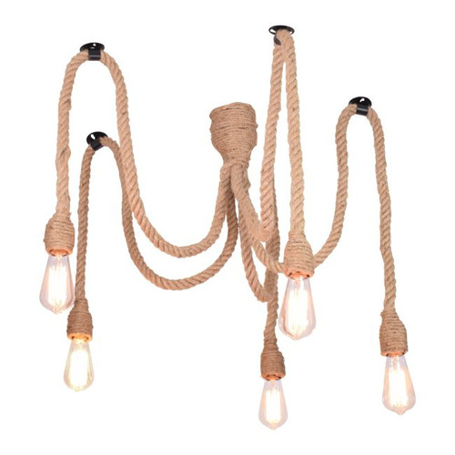 Pendant Lamp Rope Spider 5 x 12 W E27