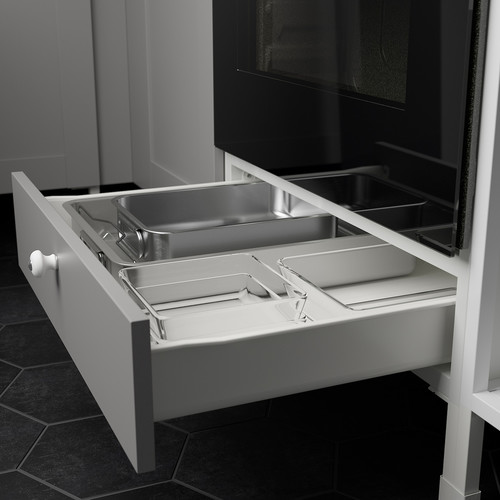 ENHET Kitchen, white, grey frame, 203x63.5x222 cm