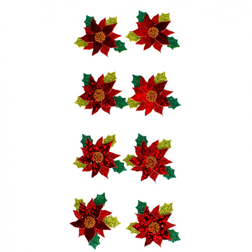 Christmas 3D Decorative Stickers Poinsettia 8pcs