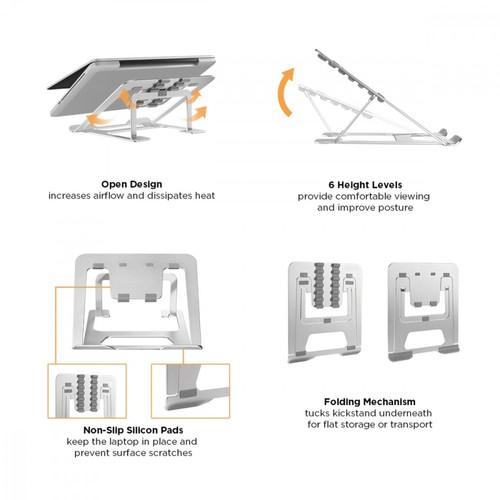 MacLean Foldable Laptop Stand ER-416S, silver