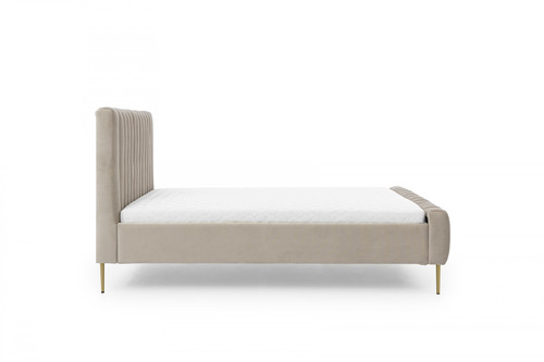 Upholstered Bed Frame Nicole 180x200, light beige, gold legs