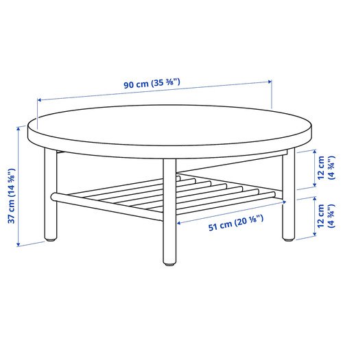 LISTERBY Coffee table, dark brown beech veneer, 90 cm