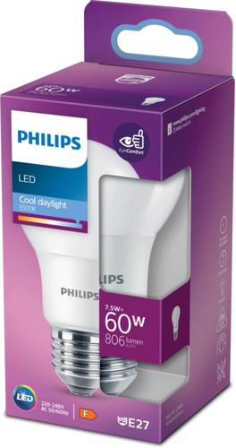 Philips LED Bulb A60 E27 806 lm 6500 K