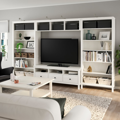 HEMNES TV storage combination, white stain, 326x197 cm