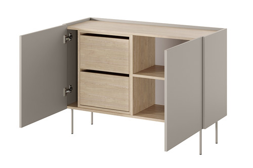 Two-Door Cabinet with Drawer Desin 120, cashmere/nagano oak