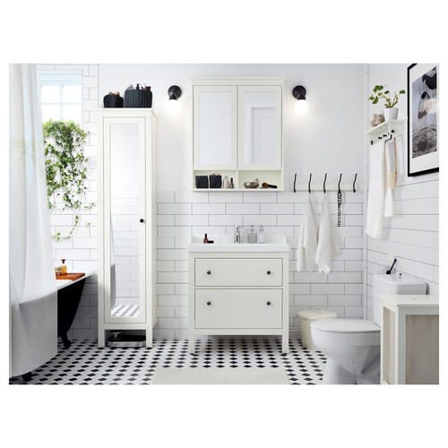 HEMNES Mirror cabinet with 2 doors, white, 83x16x98 cm