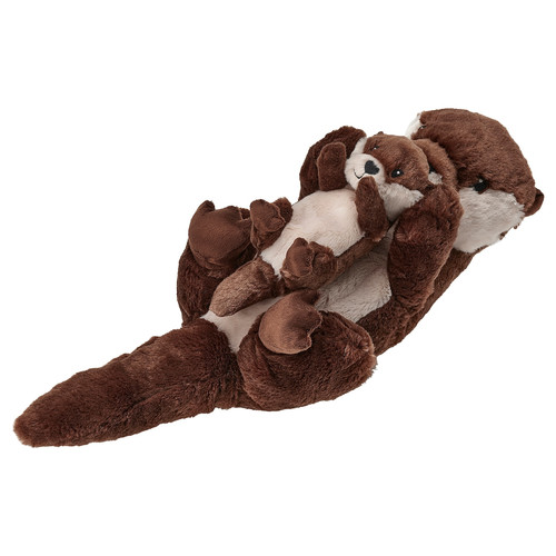 SKOGSDUVA Soft toy, set of 2, otter with baby/brown beige, 45 cm