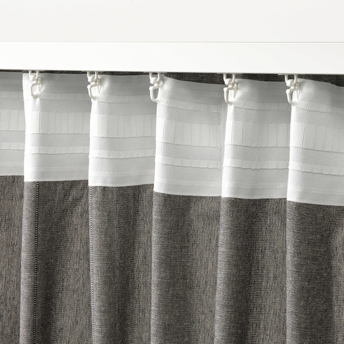 LENDA Curtains with tie-backs, 1 pair, dark grey, 140x300 cm